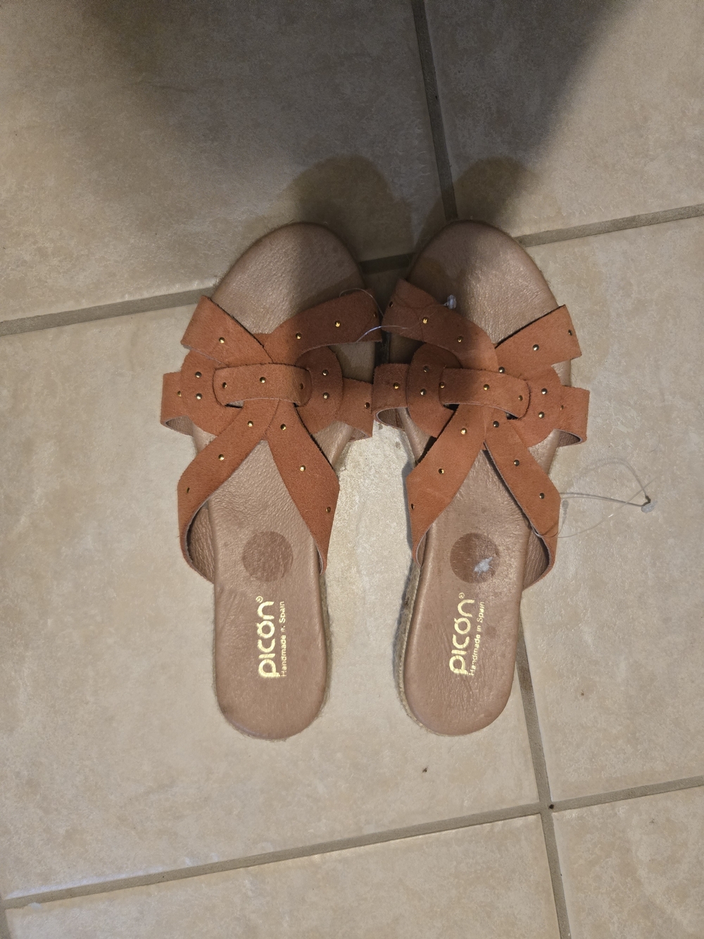 Picon Tan Suede Knot Mule with Gold Studs